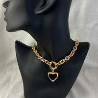 Bold and Beautiful Heart Necklace - Curb chain w/ 18k Gold plated