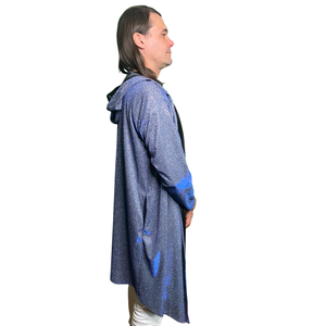 Long Sleeve w/ Hood Blue Flashy Duster Robe