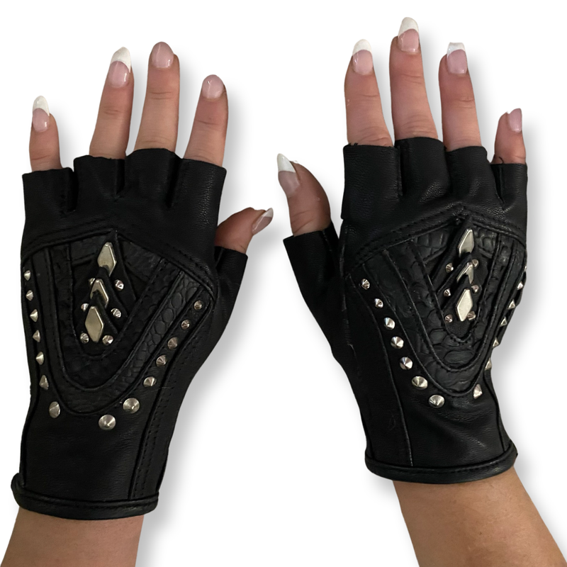 Buy leather online fingerless gloves
