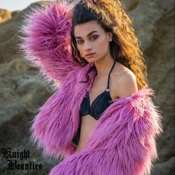 Pink fur cropped jacket online