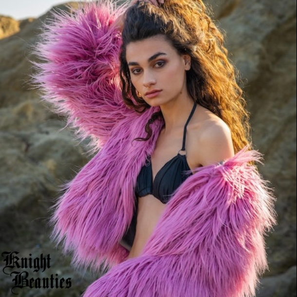 Women’s Faux Fur, Shaggy Pink Crop Coat, Women’s Jacket