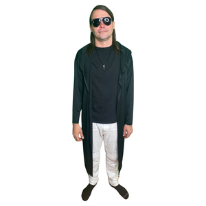Long Sleeve Black Bamboo Kimono Duster Robe UNISEX