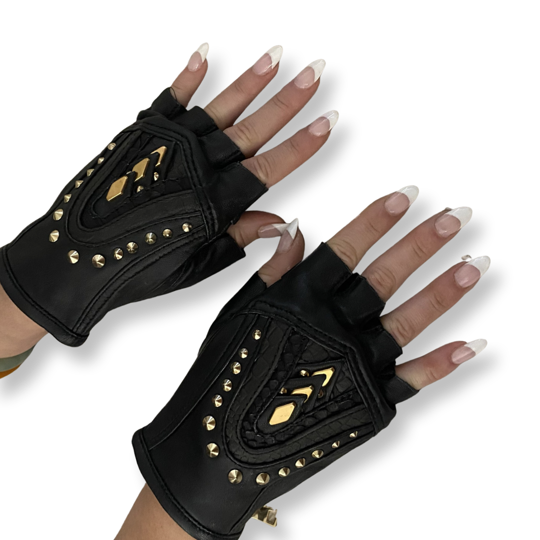 Gold online fingerless gloves